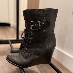 Black leather, ankle boots,